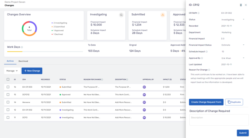 Traxidy Project Manager App Project Change Management